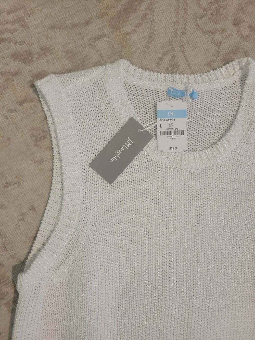 J.McLaughlin White Sweater Size Large Top Crewneck Alto Sleeveless Pullover .DW - Picture 3 of 5